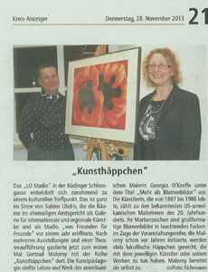 Kreis-Anzeiger v. 28.11.2013 Kunsthäppchen Georgia O'Keeffe